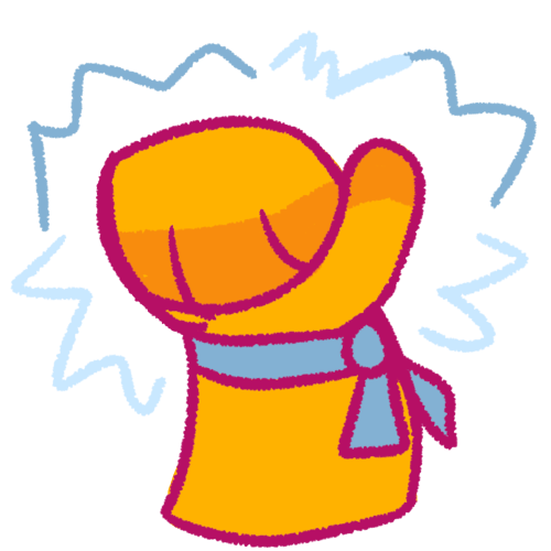  a yellow fist with a blue ribbon tied around the wrist. Surrounding it are blue zigzags